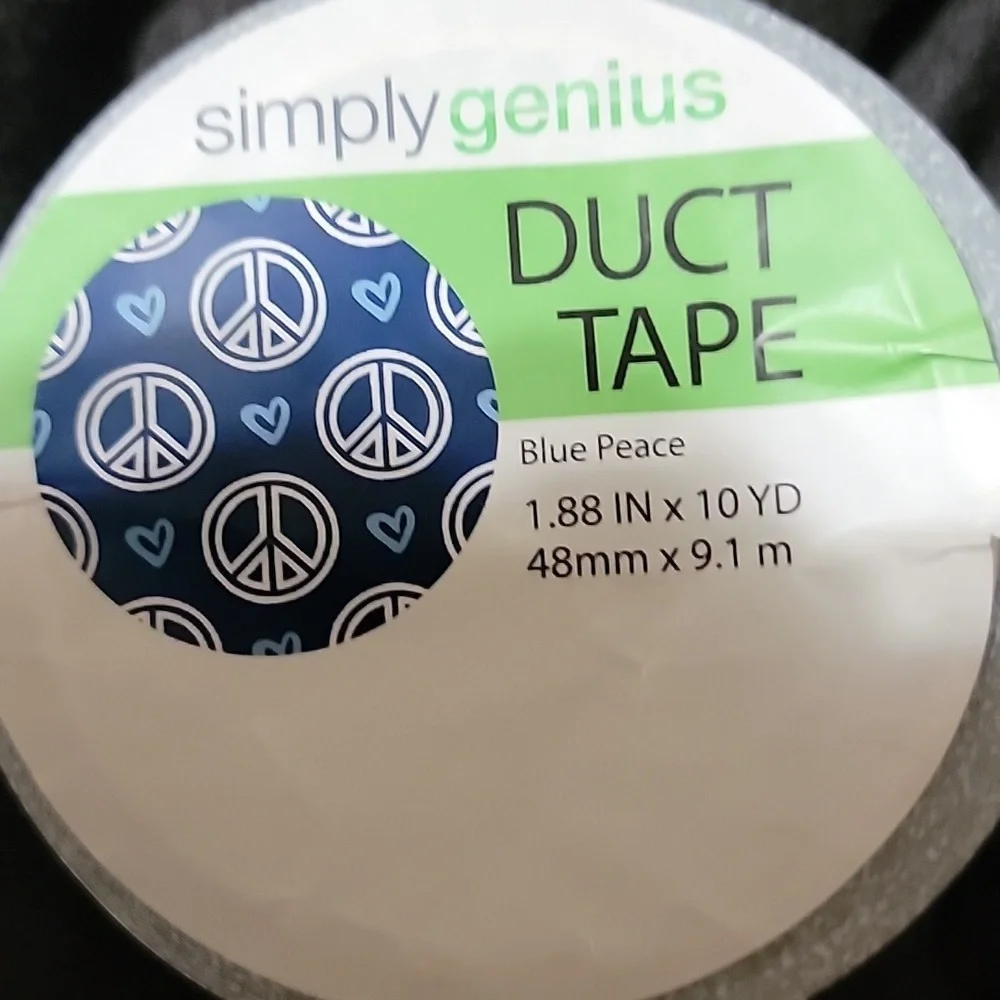 Simply Genius Craft Duct Tape Roll Print Color Pattern Blue Peace Wide 10 Yards